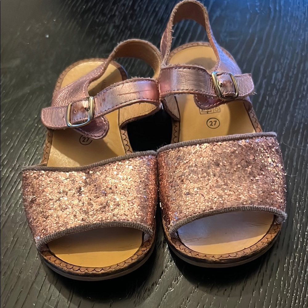 Sparkly Pink Glitter Sandals with Ankle Strap